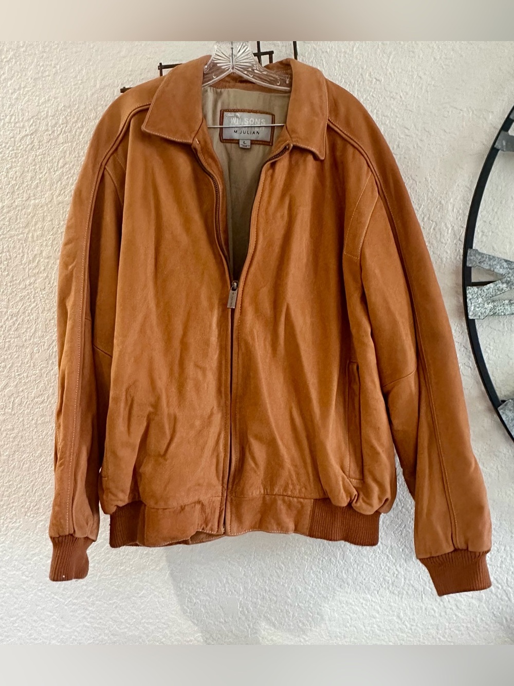 Wilsons Leather M Julian Genuine Leather Bomber Jacket Tan Men’s L